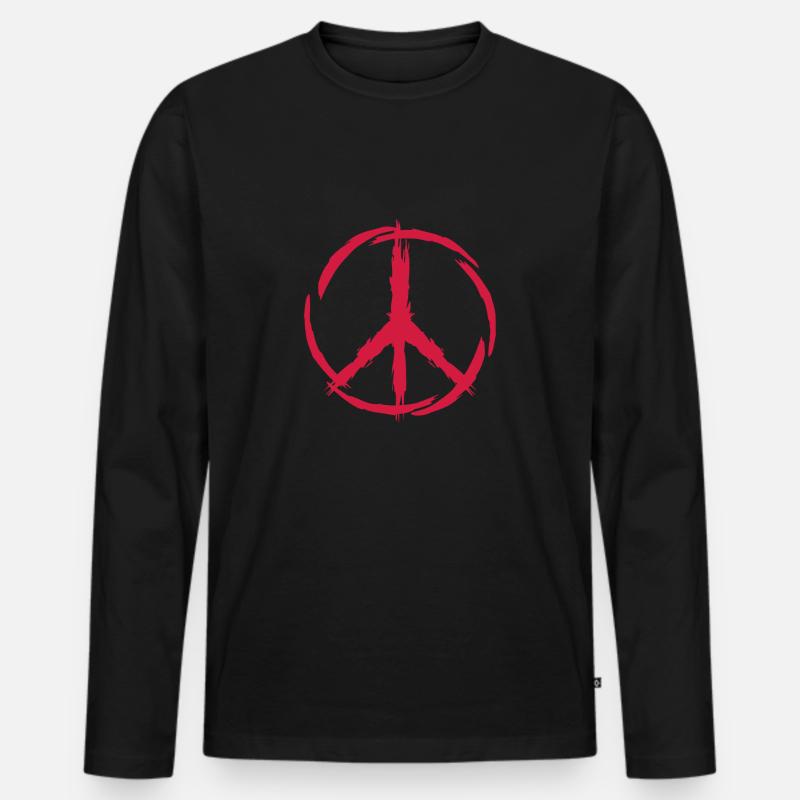Peace Symbol Freiheit - Männer Premium Bio Langarmshirt - Schwarz