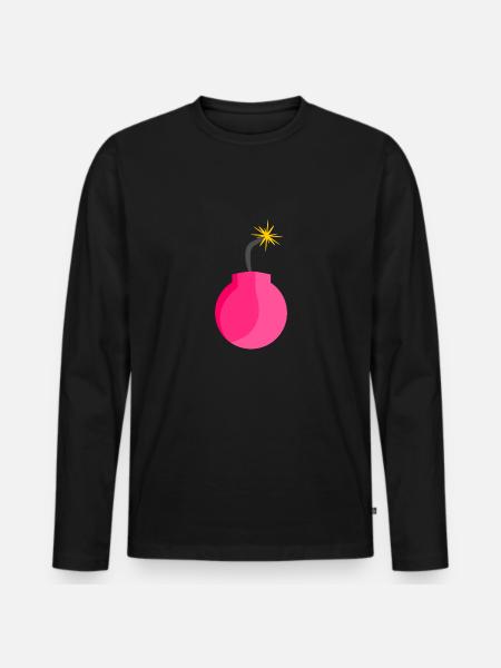 Bomb icon pink - Men's Premium Organic Long Sleeve Shirt - black