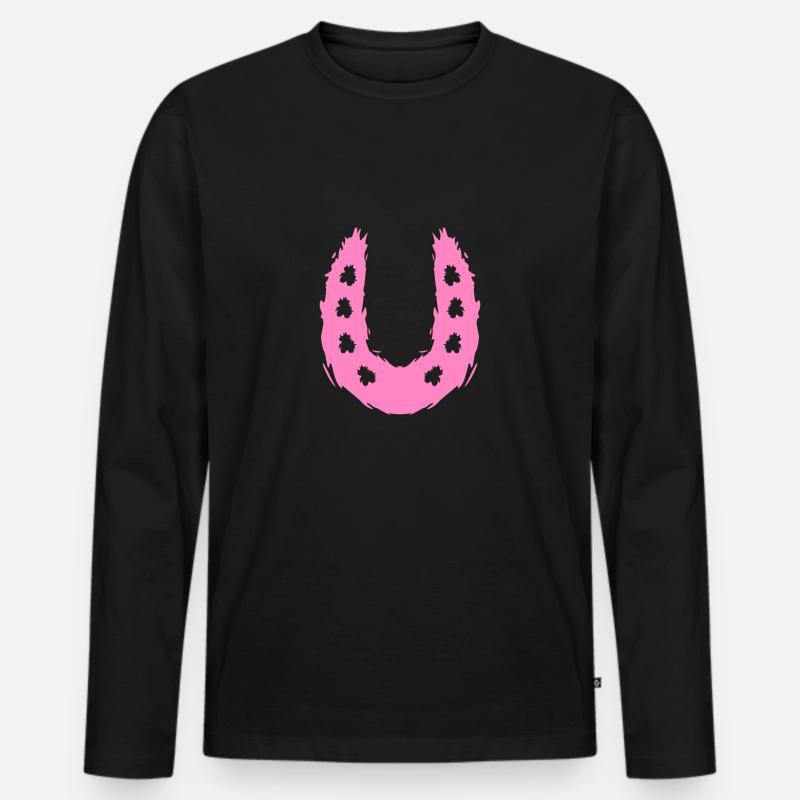 Hufeisen Symbol Pferd - Männer Premium Bio Langarmshirt - Schwarz