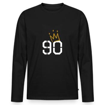 90. Geburtstag 90 Krone Oma Opa Geschenk - Männer Premium Bio Langarmshirt - Schwarz - Vorne - Nico (187cm)