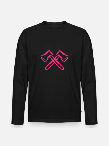 Bijl symbool gekruiste assen roze - Mannen Premium Bio shirt met lange mouwen - zwart