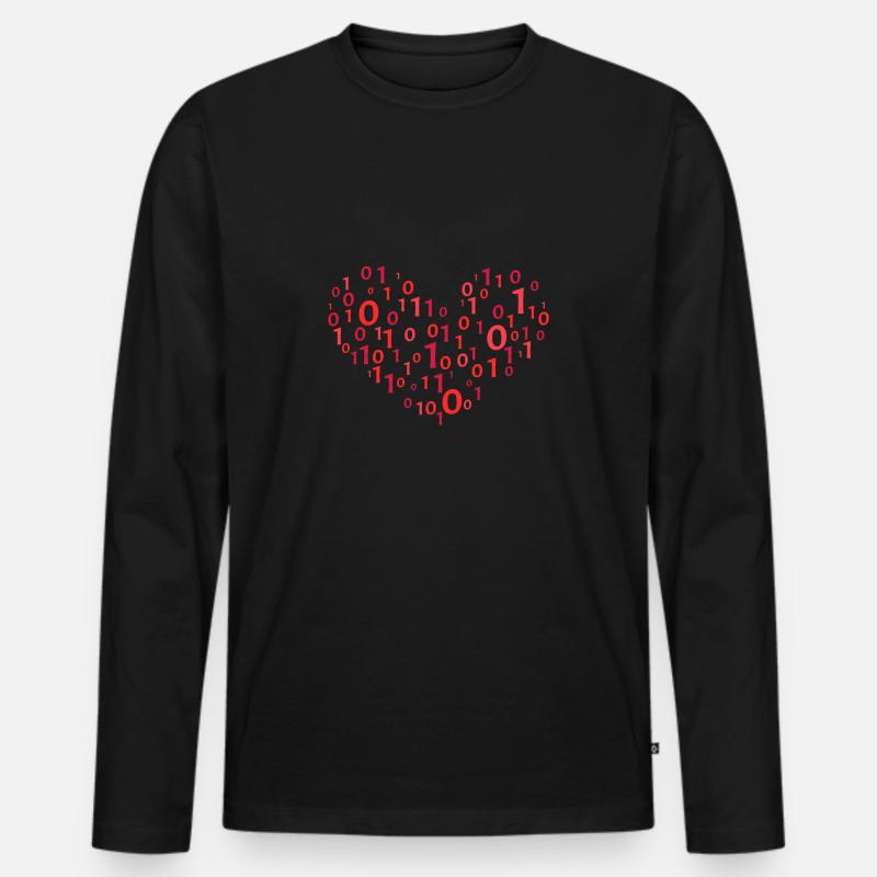 Herz Binär Kodierung Informatik Programmierer - Männer Premium Bio Langarmshirt - Schwarz