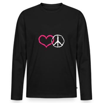 Herz und Frieden Symbol Peace - Männer Premium Bio Langarmshirt - Schwarz - Vorne - Nico (187cm)