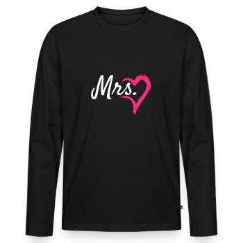 Mrs Herz - Männer Premium Bio Langarmshirt - Schwarz - Vorne - Nico (187cm)
