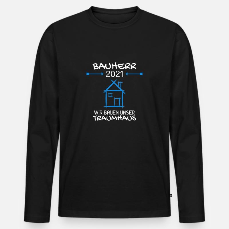 Bauherr Mann 2021 Geschenk - Männer Premium Bio Langarmshirt - Schwarz