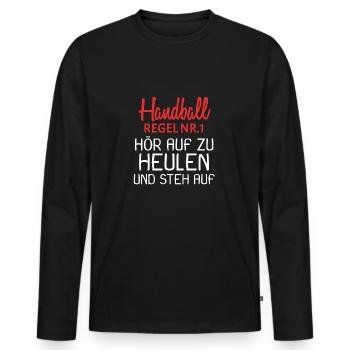 Handball Handballer Team Sport Geschenk - Männer Premium Bio Langarmshirt - Schwarz - Vorne - Nico (187cm)