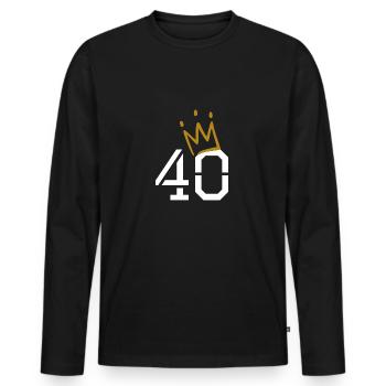 40 Krone - 40. Geburtstag - Männer Premium Bio Langarmshirt - Schwarz - Vorne - Nico (187cm)