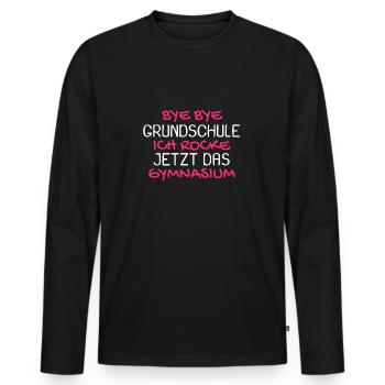 Gymnasium Einschulung Schulbeginn Geschenk - Männer Premium Bio Langarmshirt - Schwarz - Vorne - Nico (187cm)