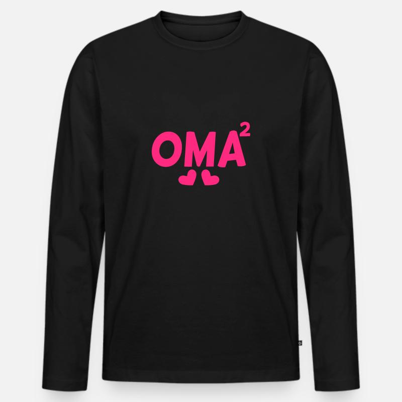 Oma hoch Zwei -Zweifache Oma - Männer Premium Bio Langarmshirt - Schwarz