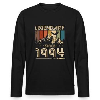 Legendary Since 1994 Vintage Vintage Birthday - Men's Premium Organic Long Sleeve Shirt - black - Front - Nico (187cm)