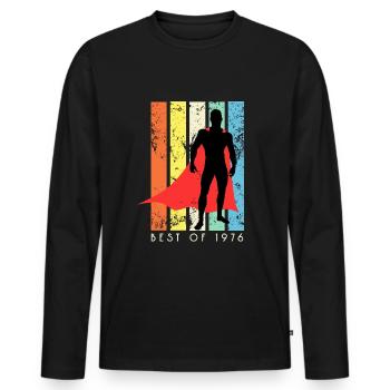 Chemise d’anniversaire de super-héros : le meilleur de 1976 - T-shirt manches longues Premium bio Homme - noir - Devant - Nico (187cm)
