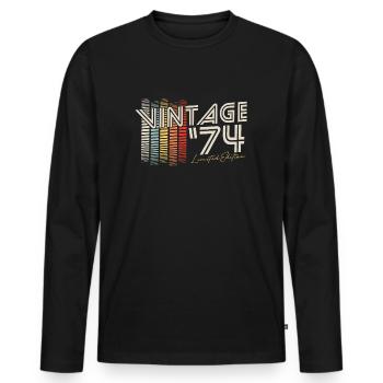 Vintage 1974 Vintage Rétro Cadeau d’anniversaire - T-shirt manches longues Premium bio Homme - noir - Devant - Nico (187cm)