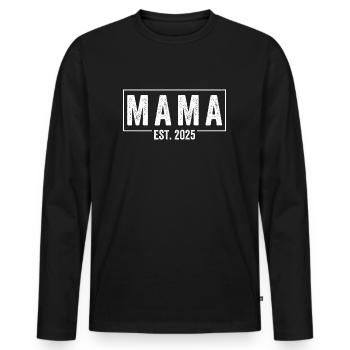 Mama Est. 2025 - Männer Premium Bio Langarmshirt - Schwarz - Vorne - Nico (187cm)