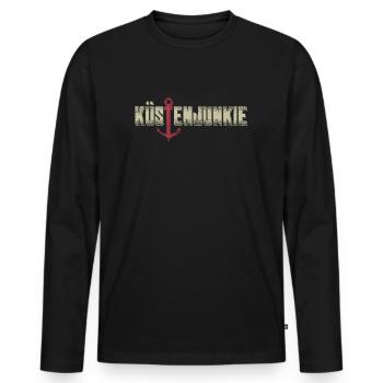 Küstenjunkie Küstenkind Norddeutsch Moin Anker - Männer Premium Bio Langarmshirt - Schwarz - Vorne - Nico (187cm)