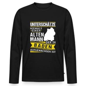 Badisch Dialekt Baden Württemberg - Männer Premium Bio Langarmshirt - Schwarz - Vorne - Nico (187cm)