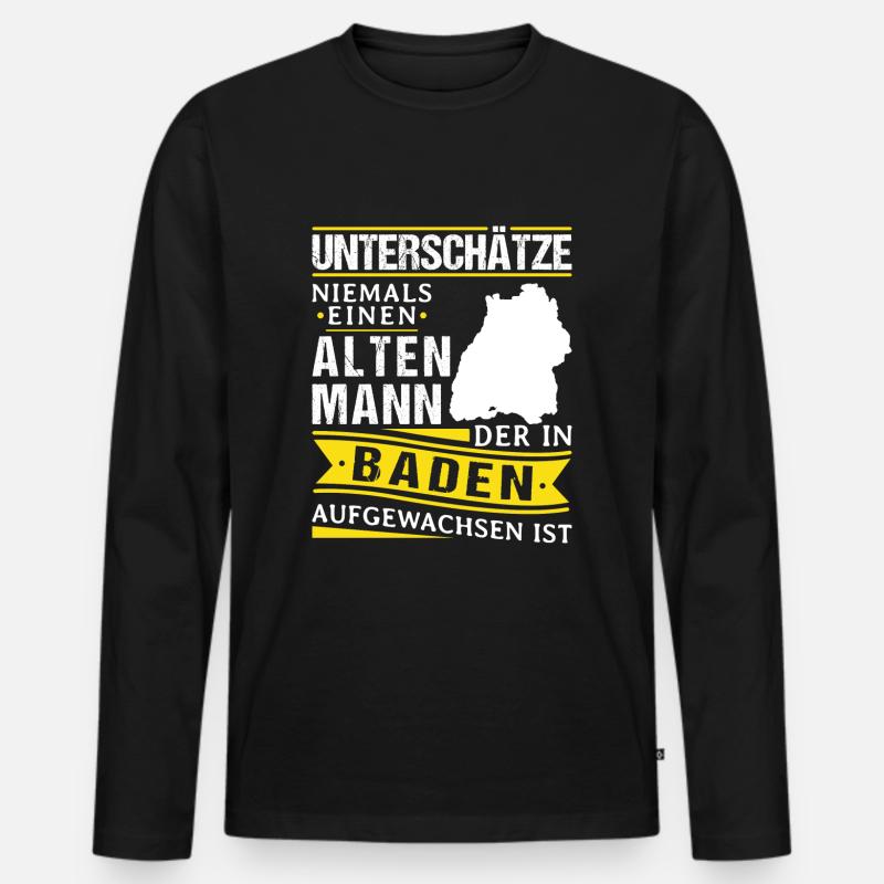 Badisch Dialekt Baden Württemberg - Männer Premium Bio Langarmshirt - Schwarz