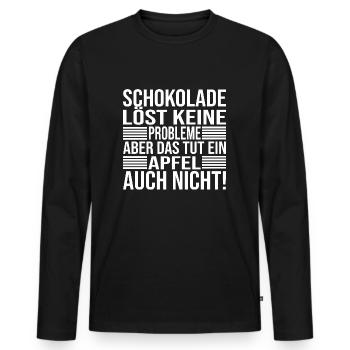 Schokolade Löst Keine Probleme Lustiger Spruch - Männer Premium Bio Langarmshirt - Schwarz - Vorne - Nico (187cm)