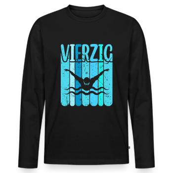 Schwimmen 40 Geburtstag Wasserratte Schwimm - Männer Premium Bio Langarmshirt - Schwarz - Vorne - Nico (187cm)