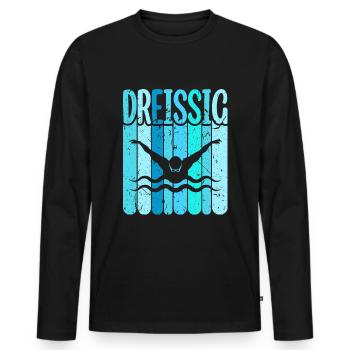 Schwimmen 30 Geburtstag Wasserratte Schwimm - Männer Premium Bio Langarmshirt - Schwarz - Vorne - Nico (187cm)