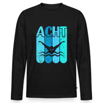 Schwimmen 8 Geburtstag Wasserratte Schwimm - Männer Premium Bio Langarmshirt - Schwarz - Vorne - Nico (187cm)