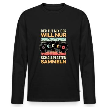 Retro Schallplatte - Männer Premium Bio Langarmshirt - Schwarz - Vorne - Nico (187cm)