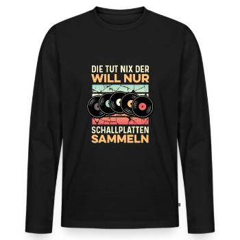 Retro Schallplatte - Männer Premium Bio Langarmshirt - Schwarz - Vorne - Nico (187cm)