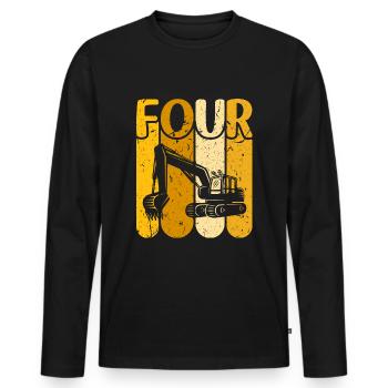 4. Geburtstag Bauwagen Jungen Bagger - Männer Premium Bio Langarmshirt - Schwarz - Vorne - Nico (187cm)