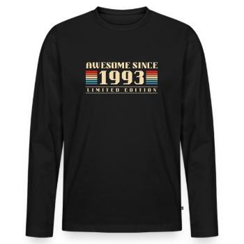 Baujahr 1993 Jahrgang Vintage Geburtstag - Männer Premium Bio Langarmshirt - Schwarz - Vorne - Nico (187cm)