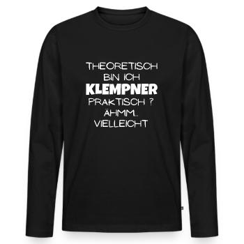 Theoretisch Klempner - Männer Premium Bio Langarmshirt - Schwarz - Vorne - Nico (187cm)