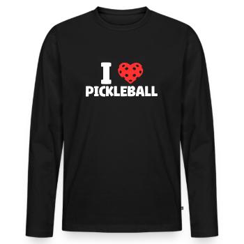 I Love Pickleball - Männer Premium Bio Langarmshirt - Schwarz - Vorne - Nico (187cm)
