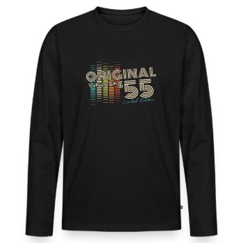 Original Vintage 1955 Vintage Rétro Anniversaire - T-shirt manches longues Premium bio Homme - noir - Devant - Nico (187cm)