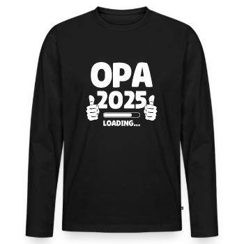 Opa 2025 Loading - Männer Premium Bio Langarmshirt - Schwarz - Vorne - Nico (187cm)