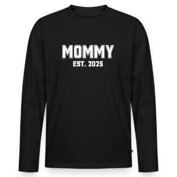 Maman Est. 2025 - T-shirt manches longues Premium bio Homme - noir - Devant - Nico (187cm)