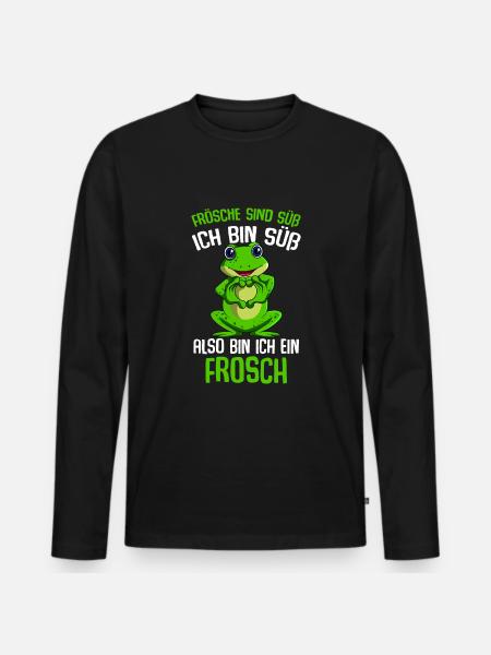 Frösche sind süß Mädchen Kinder Frosch - Männer Premium Bio Langarmshirt - Schwarz