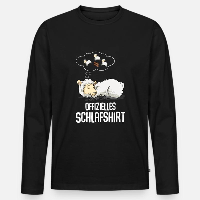 Offizielles Schlafshirt Schafe Schlafen - Männer Premium Bio Langarmshirt - Schwarz