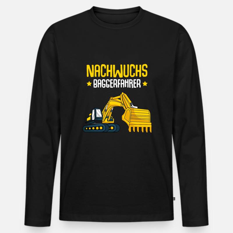 Bagger Nachwuchs Baggerfahrer Kinder - Männer Premium Bio Langarmshirt - Schwarz