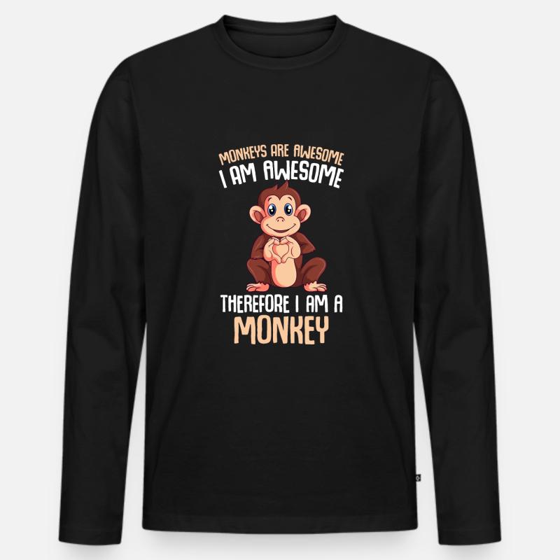 Affe Liebhaber Affen Geschenk - Männer Premium Bio Langarmshirt - Schwarz