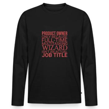 « Product Owner Wizard | » Scrum Master" » - T-shirt manches longues Premium bio Homme - noir - Devant - Nico (187cm)