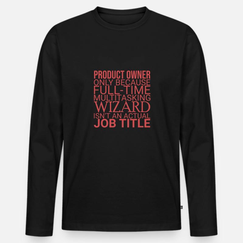 "Product Owner Wizard | "Scrum Master"" - Männer Premium Bio Langarmshirt - Schwarz