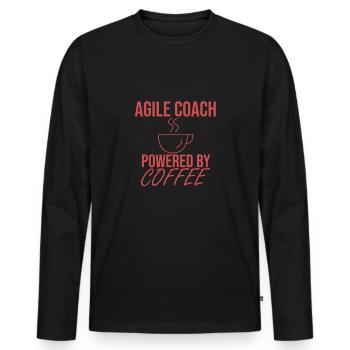 « Agile Coach Coffee | Agile » - T-shirt manches longues Premium bio Homme - noir - Devant - Nico (187cm)