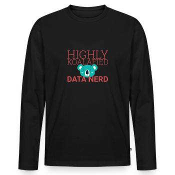 "Data Nerd Koalafied | Data Science" - Männer Premium Bio Langarmshirt - Schwarz - Vorne - Nico (187cm)