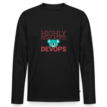 "DevOps Koalafied | Softwareentwicklung" - Männer Premium Bio Langarmshirt - Schwarz - Vorne - Nico (187cm)