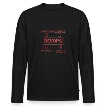 "DevOps Sarcasm | Softwareentwicklung" - Männer Premium Bio Langarmshirt - Schwarz - Vorne - Nico (187cm)