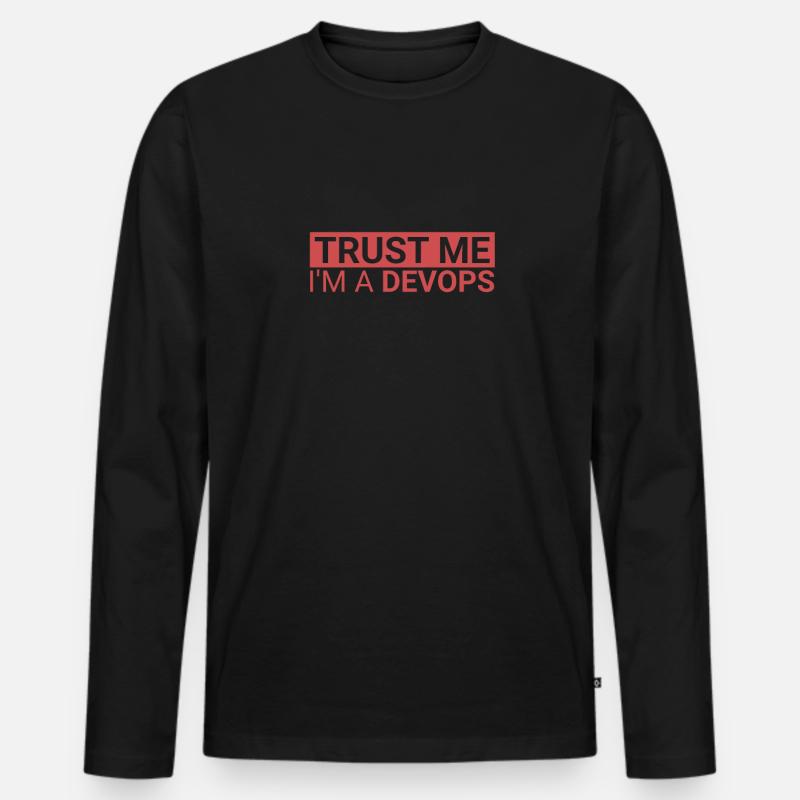 "DevOps Trust | Softwareentwicklung" - Männer Premium Bio Langarmshirt - Schwarz