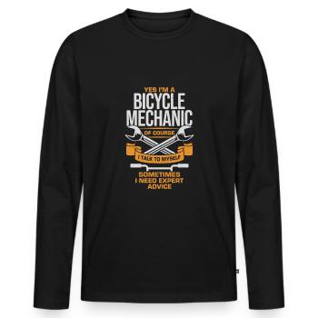 Bicycle mechanic Two-wheeler mechanic gift - Men's Premium Organic Long Sleeve Shirt - black - Front - Nico (187cm)