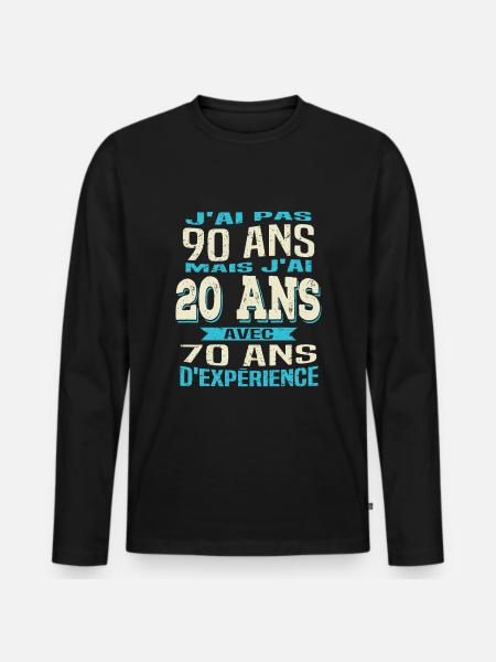 Anniversaire 90 ans - T-shirt manches longues Premium bio Homme - noir