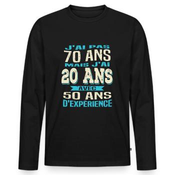 Anniversaire 70 ans - T-shirt manches longues Premium bio Homme - noir - Devant - Nico (187cm)