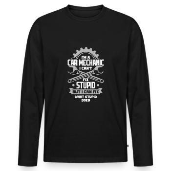Mécanicien automobile Cadeau mécanicien automobile - T-shirt manches longues Premium bio Homme - noir - Devant - Nico (187cm)