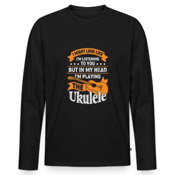 Drôle de ukulélé Musique Ukulele Player Cadeau - T-shirt manches longues Premium bio Homme - noir - Devant - Nico (187cm)