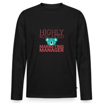 « Directeur Marketing Koalafied | Marketing » - T-shirt manches longues Premium bio Homme - noir - Devant - Nico (187cm)